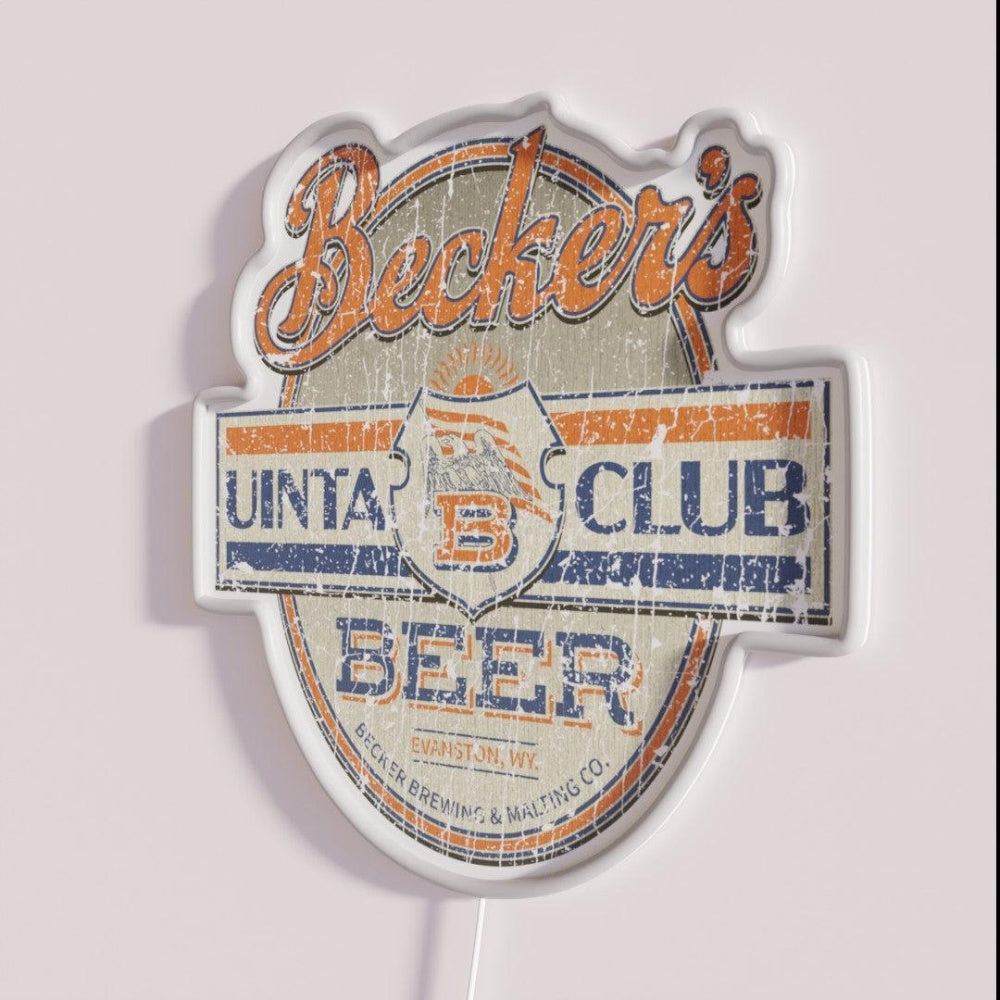 Beckersuinta Club Beer 1917 Rgb Led Neon Sign - Neon sign mounted on wall in room