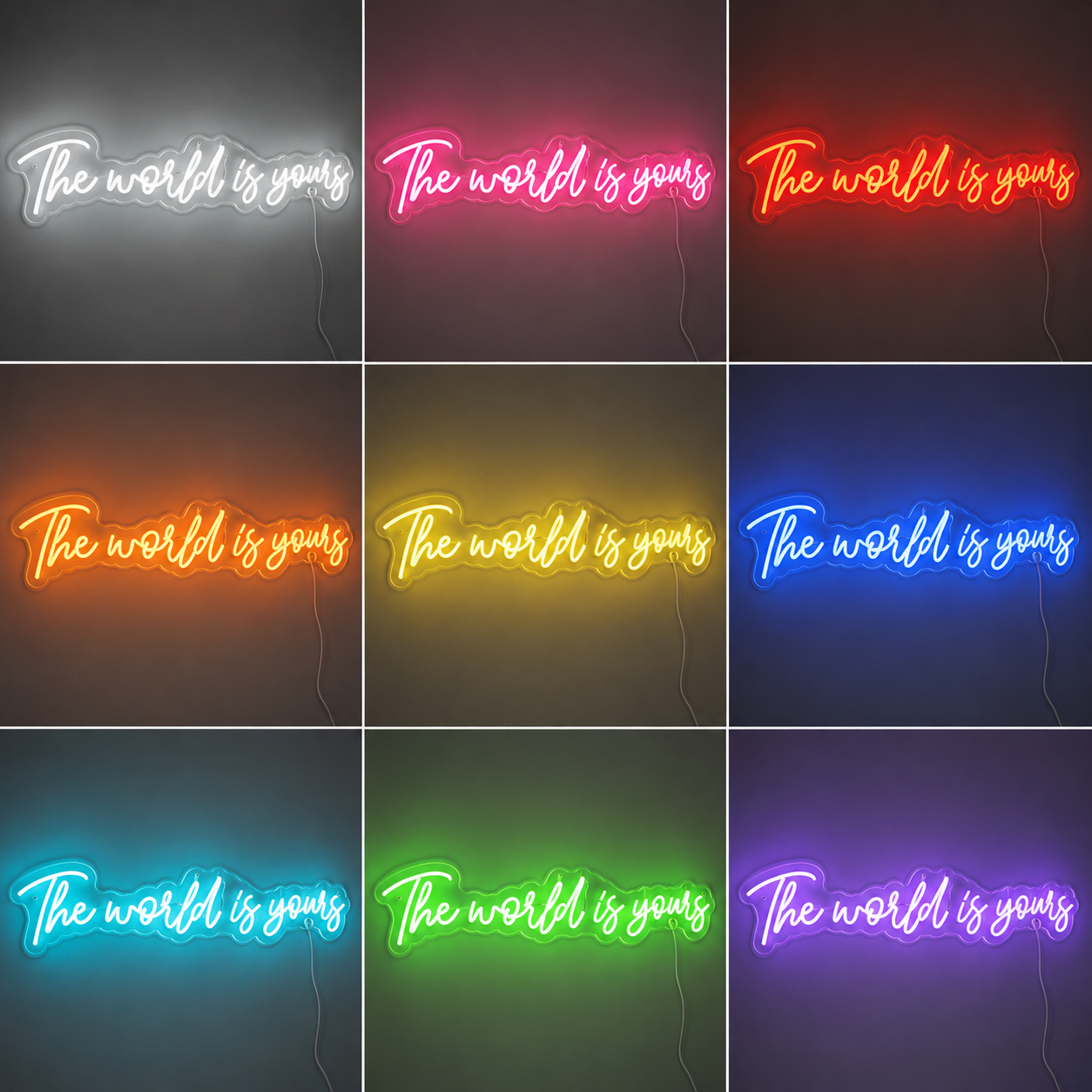 Bedroom Script LED Neon Sign color grid