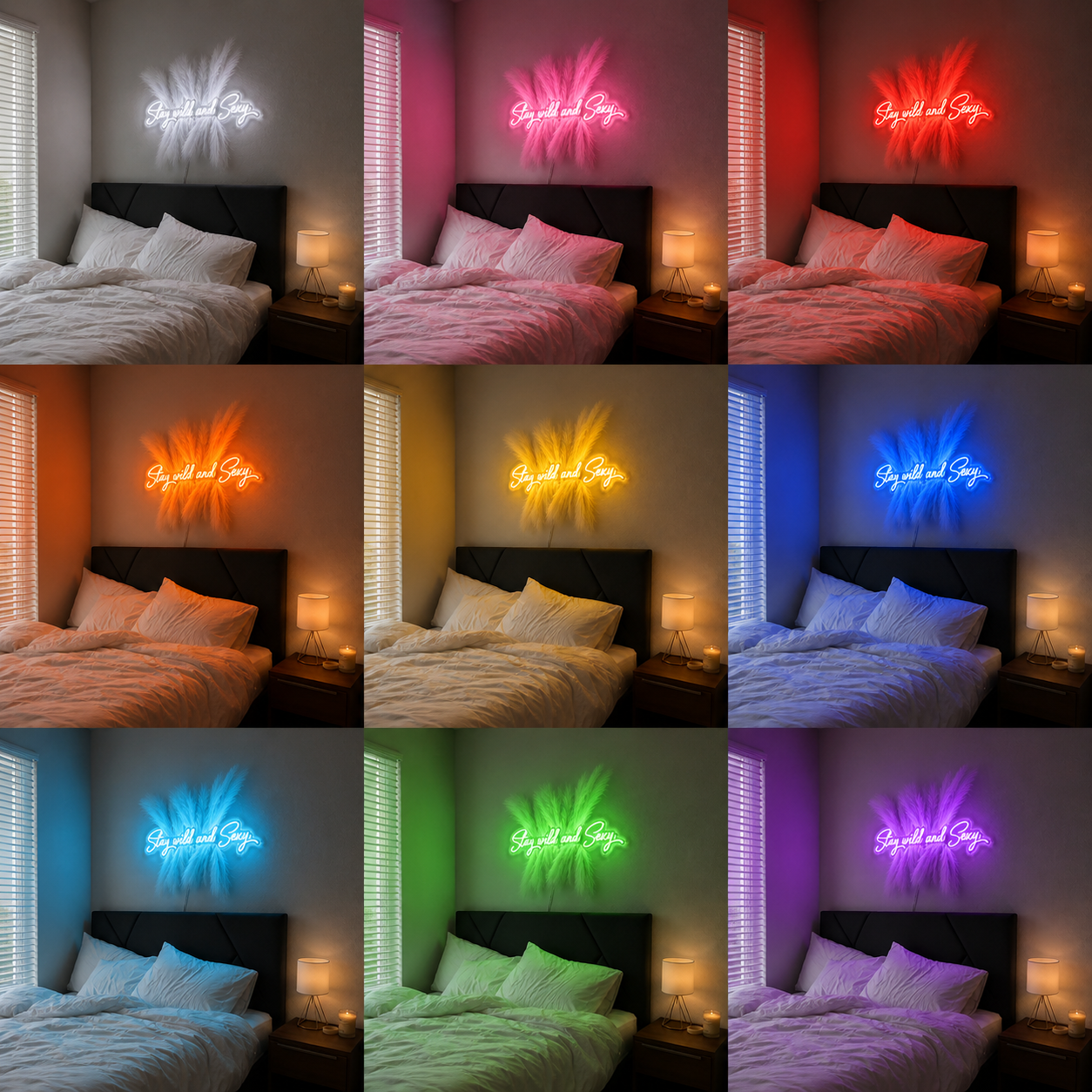 Bedroom Wall Decor Accent LED Neon Sign Wall Art color grid