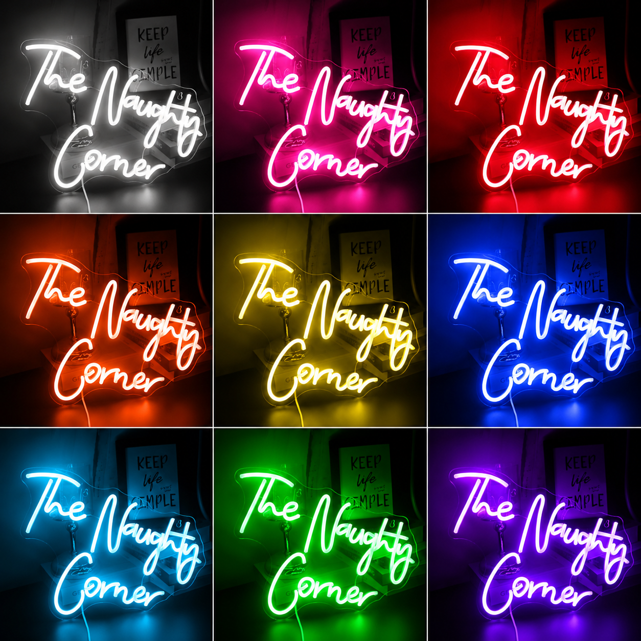 Bedroom Wall Decor Backlit LED Neon Sign color grid