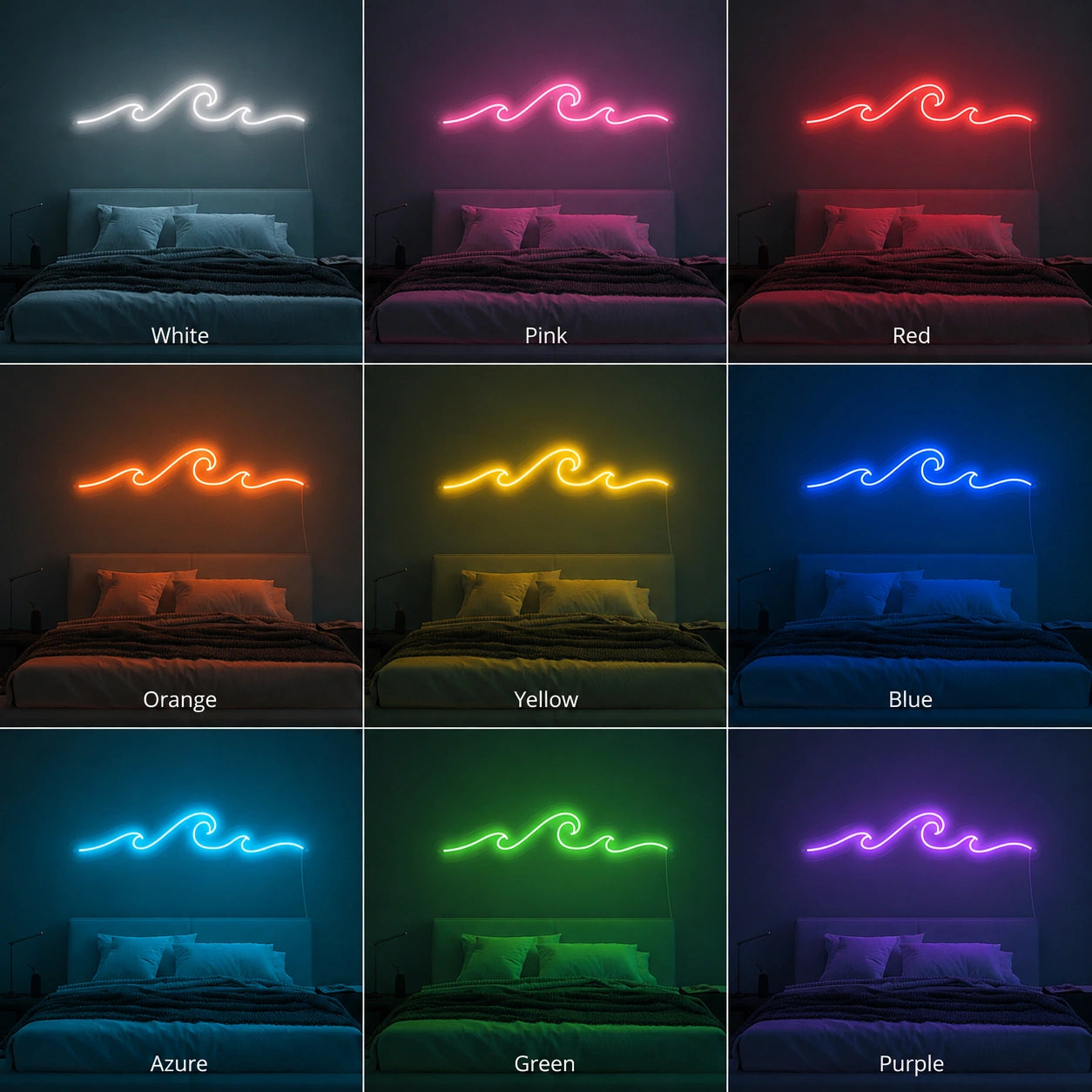 Bedroom Wave Wall Neon Sign LED Neon Sign color grid