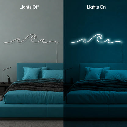 Bedroom Wave Wall Neon Sign LED Neon Sign day and night comparison