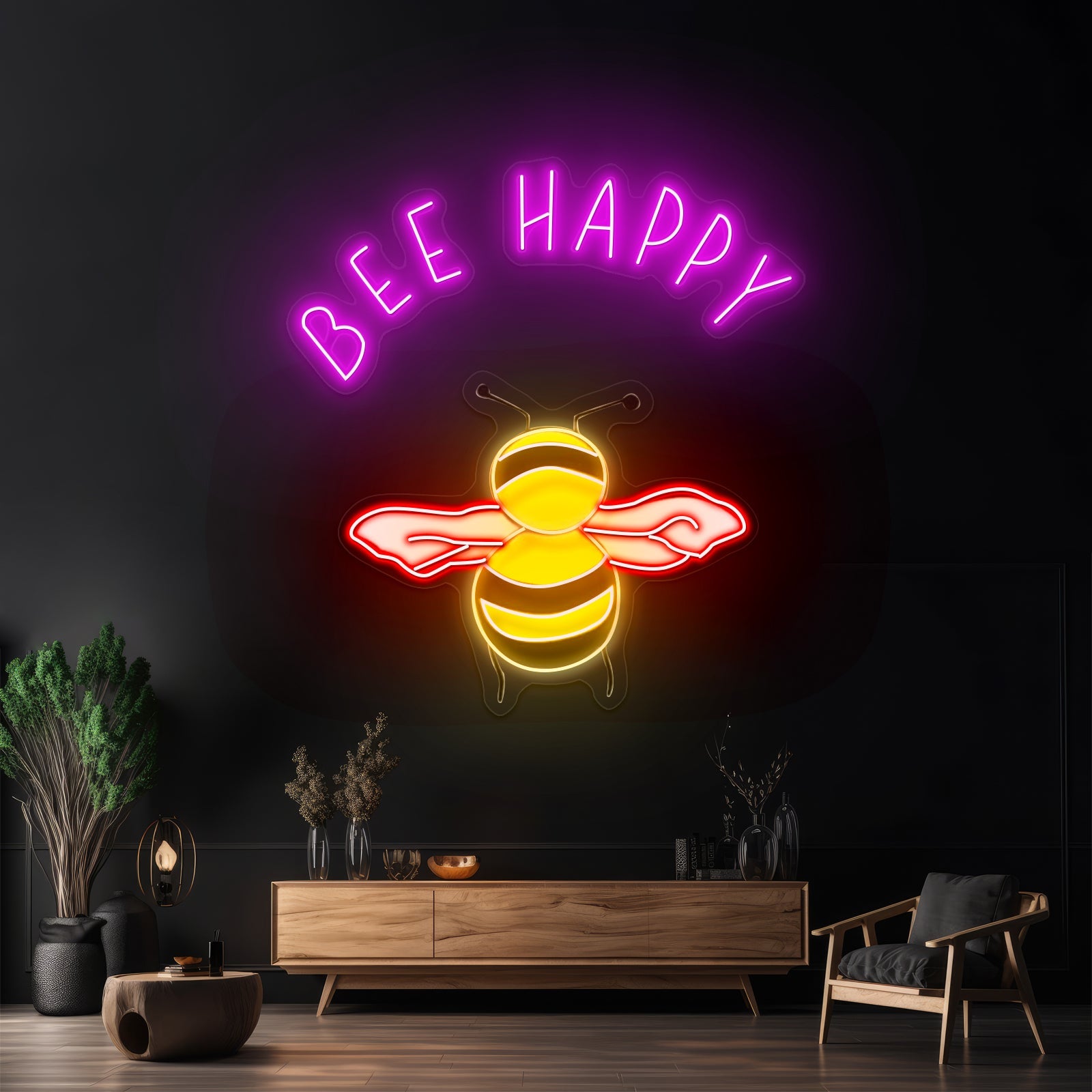 Bee Happy Mental Health Neon Signs - Shineneon