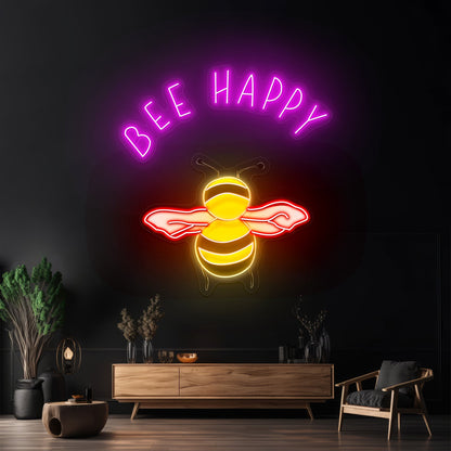 Bee Happy Mental Health Neon Signs - Shineneon