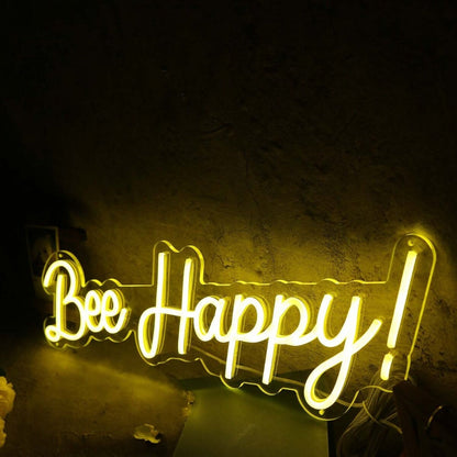 Bee Happy Yellow Led Neon Sign - Shineneon