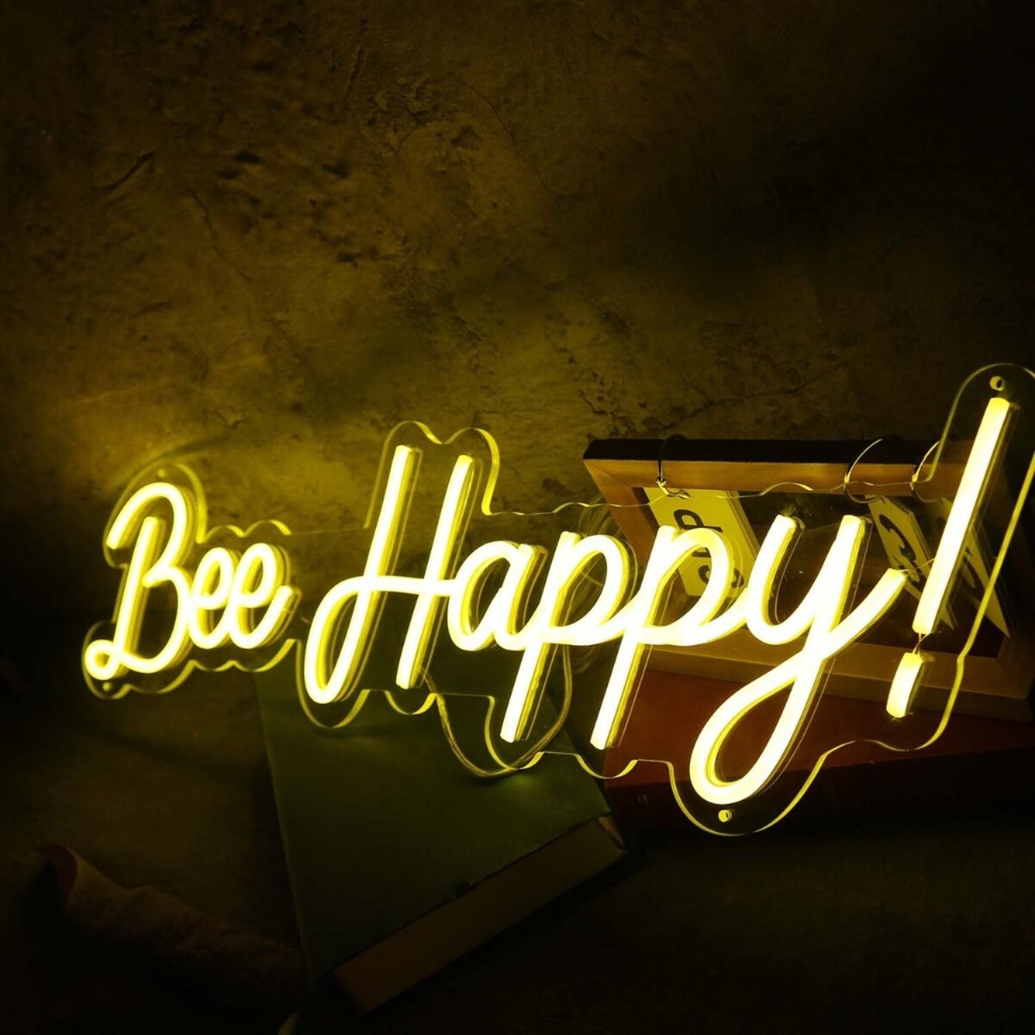 Bee Happy Yellow Led Neon Sign - Shineneon