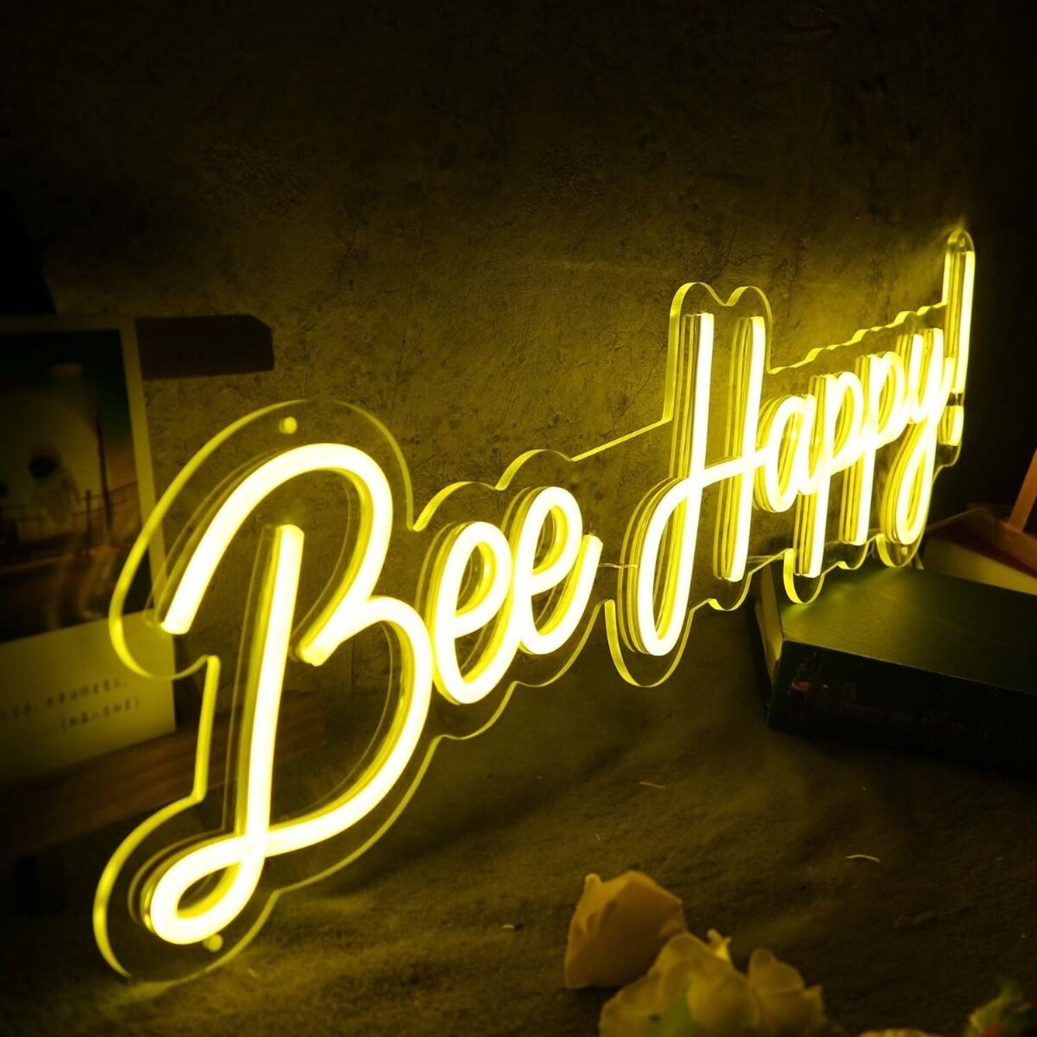 Bee Happy Yellow Led Neon Sign - Shineneon