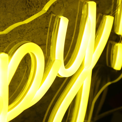 Bee Happy Yellow Led Neon Sign - Shineneon