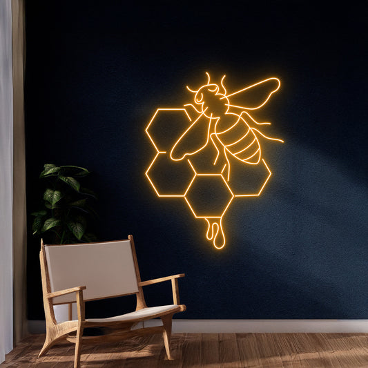 Bee Honeycomb Neon Sign