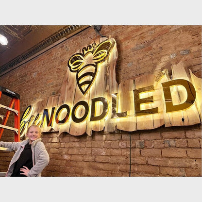 Bee Noodled With Logo 3D Backlit Channel Letters Led Light Sign - Shineneon