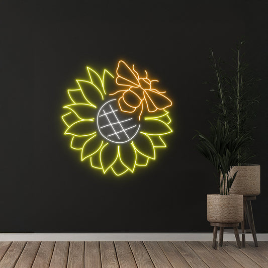 Bee Sunflower Neon Light