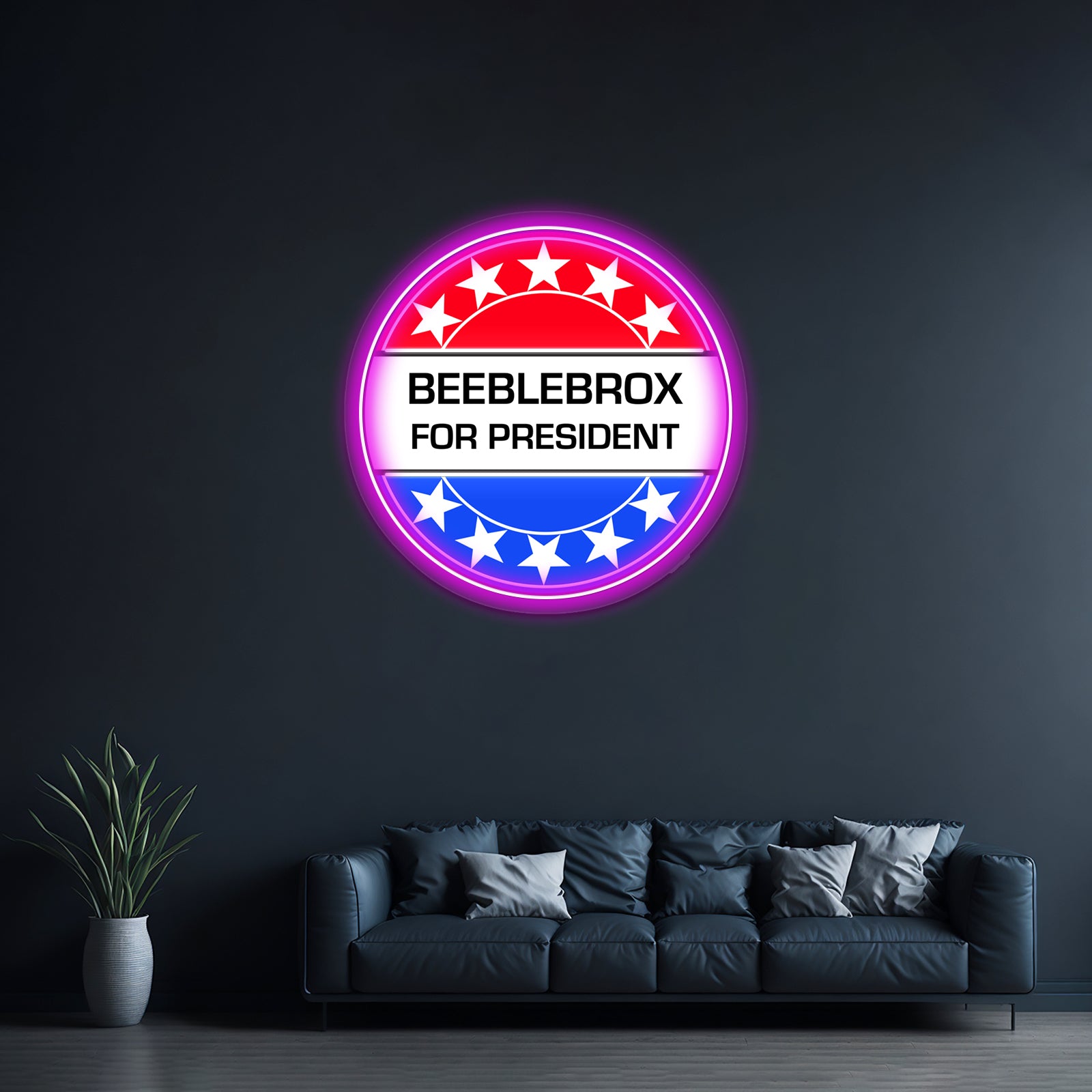 Beeblebrox For President Artwork Led Neon Sign - LED neon sign close-up detail