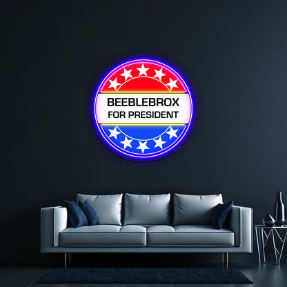 Beeblebrox For President Artwork Led Neon Sign - Neon sign mounted on wall in room