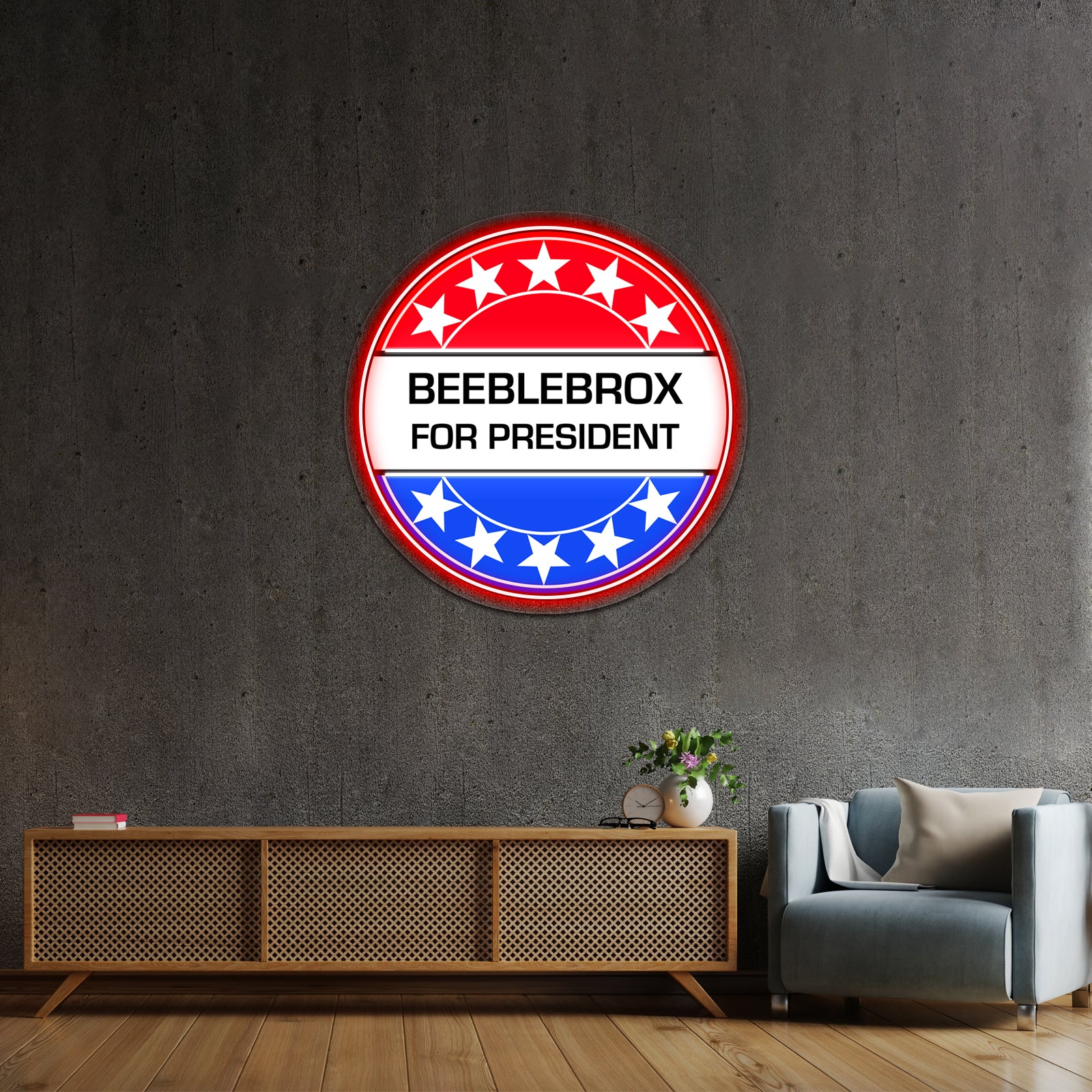 Beeblebrox For President Artwork Led Neon Sign - Custom LED neon sign front view