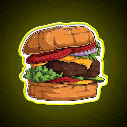 Beef Cheeseburger Snack Food Led Neon Sign Rgb Color - Custom LED neon sign front view