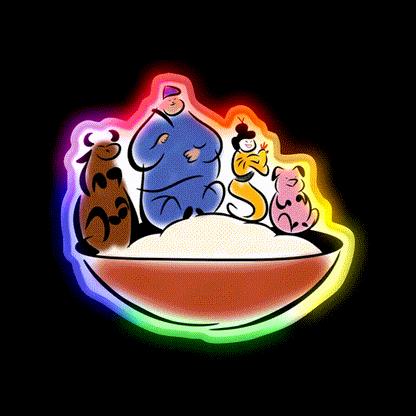 Beef Pork Chicken Mmm Led Neon Sign Chinese Food Rgb Color - LED neon sign close-up detail