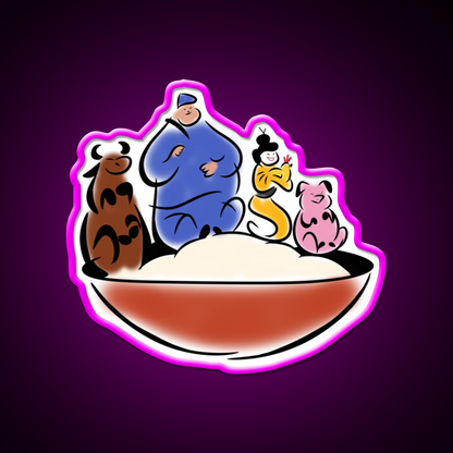 Beef Pork Chicken Mmm Led Neon Sign Chinese Food Rgb Color - Neon sign mounted on wall in room