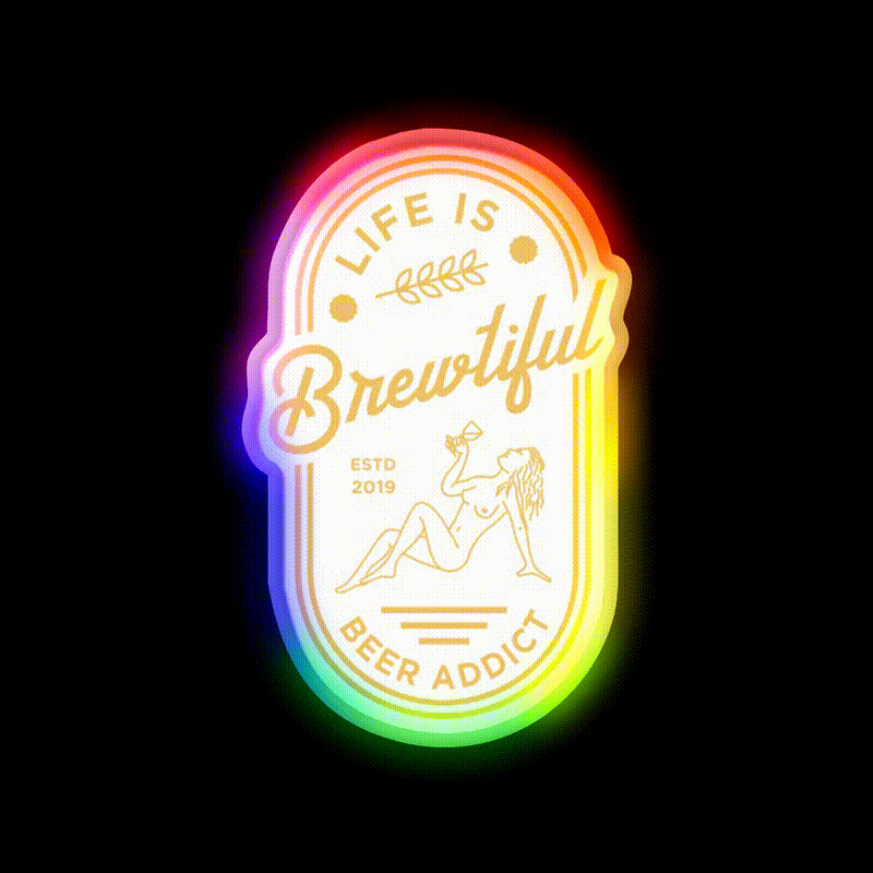 Beer Addict Man Cave Bar Led Neon Sign Rgb Color