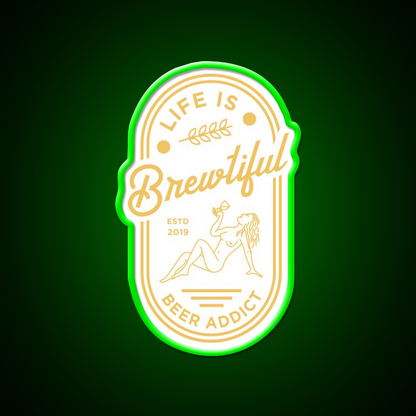 Beer Addict Man Cave Bar Led Neon Sign Rgb Color