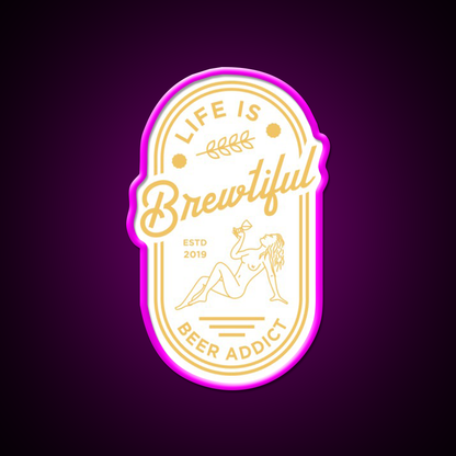 Beer Addict Man Cave Bar Led Neon Sign Rgb Color