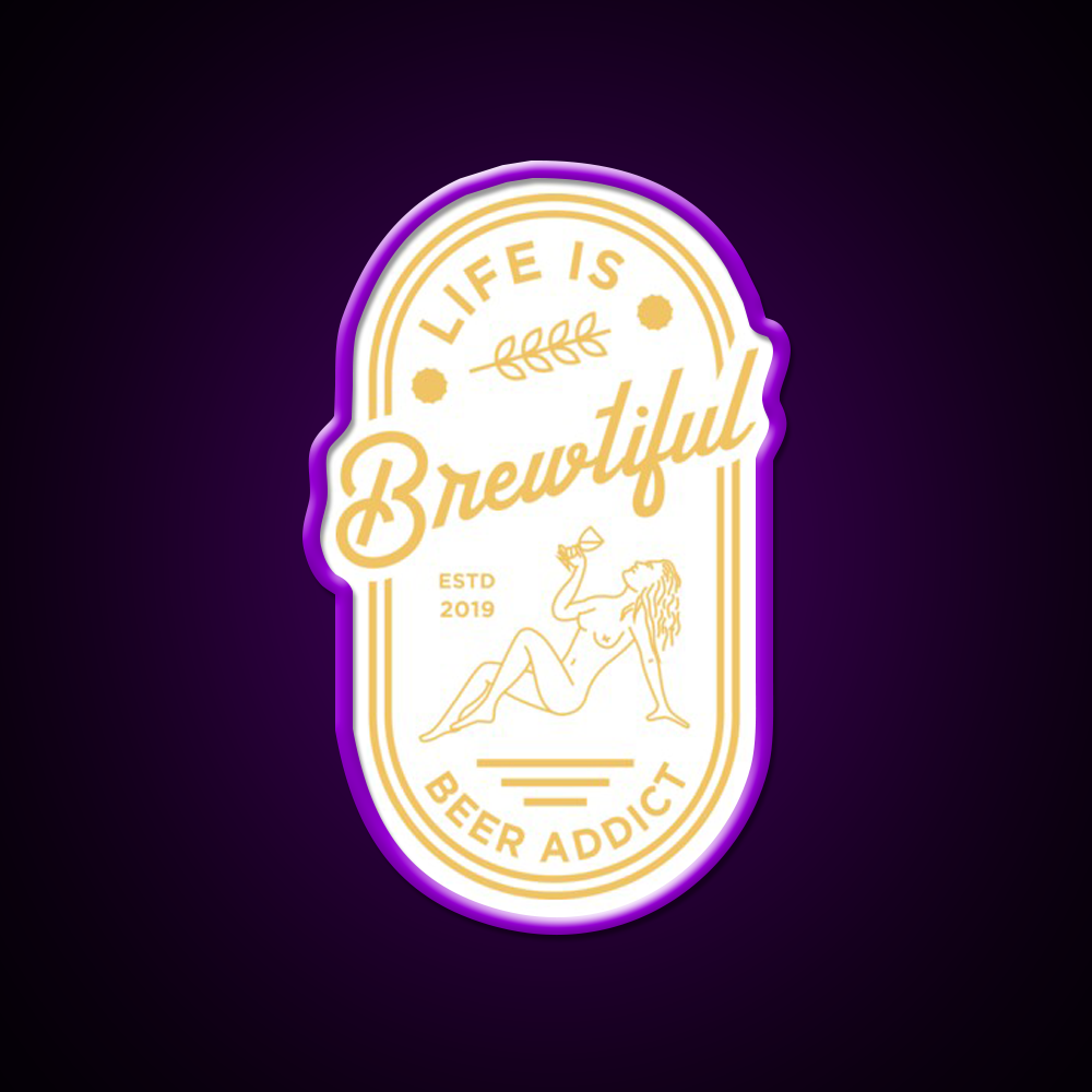 Beer Addict Man Cave Bar Led Neon Sign Rgb Color