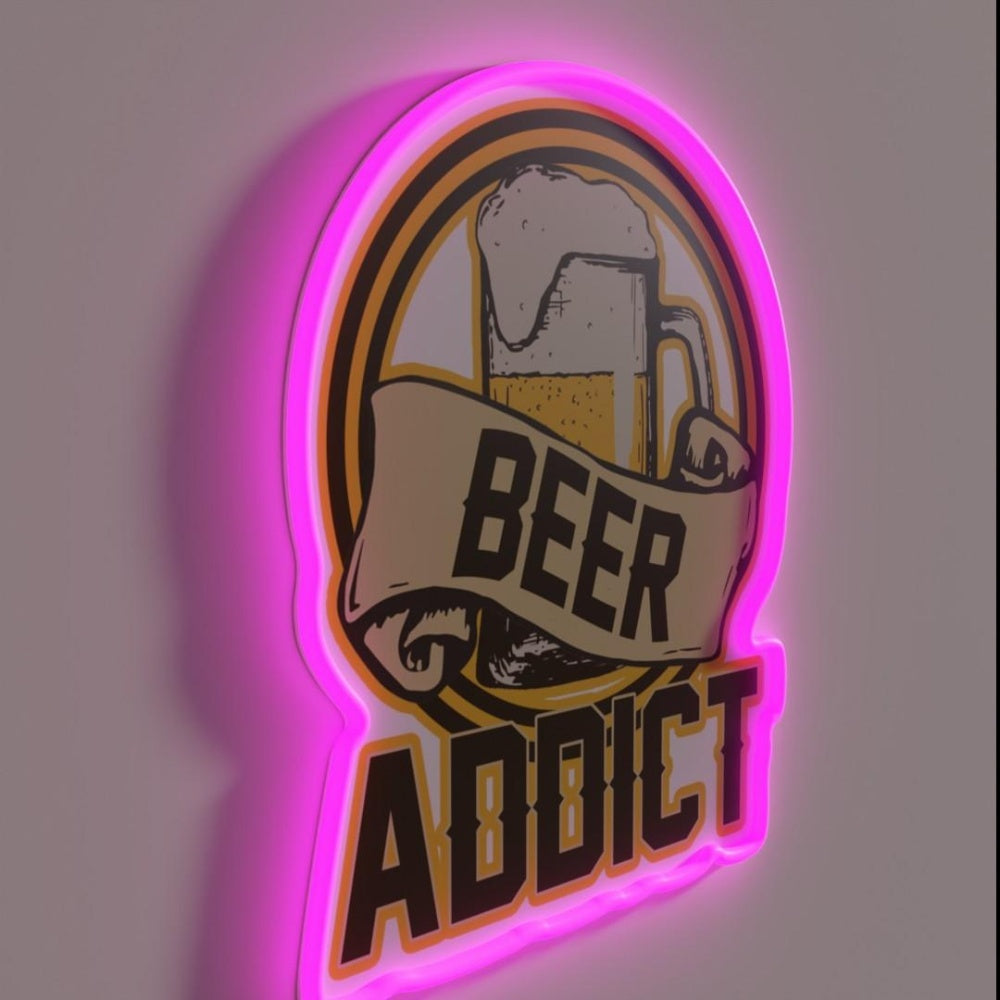 Beer Addict Rgb Led Neon Sign Restaurant Wall Art - LED neon sign close-up detail