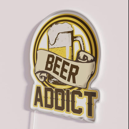 Beer Addict Rgb Led Neon Sign Restaurant Wall Art - Neon sign mounted on wall in room
