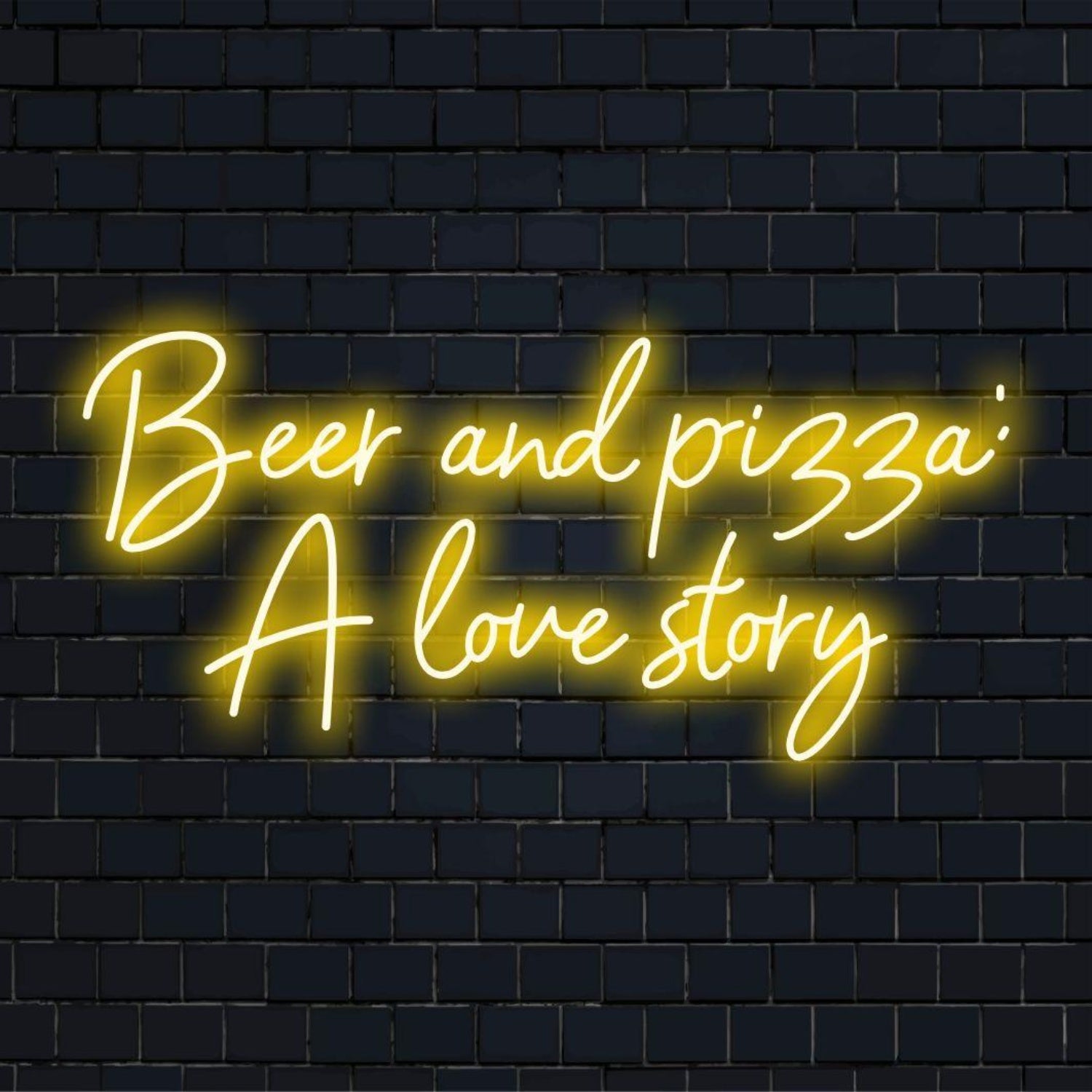 Beer And Pizza Love Story Yellow Led Neon Sign For Bar Restaurant Decor | Shineneon