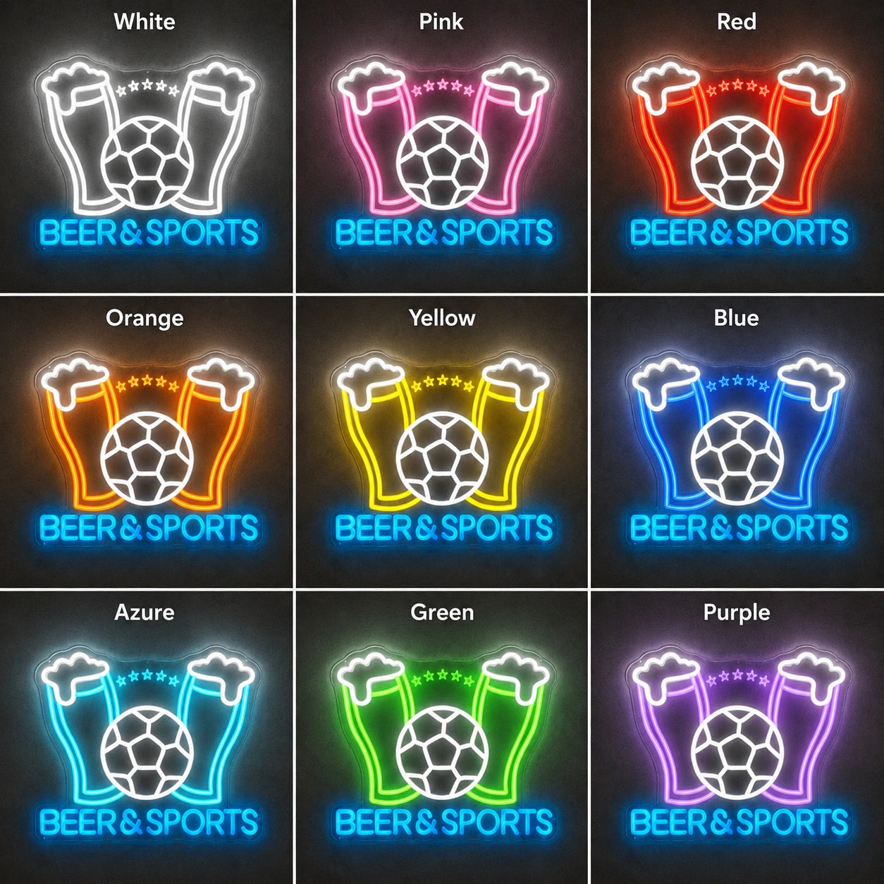 Beer And Sports Neon Sign LED Neon Sign color grid