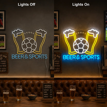 Beer And Sports Neon Sign LED Neon Sign day and night comparison
