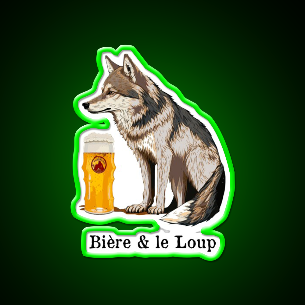Beer And The Wolf Man Cave Bar Led Neon Sign Rgb Color