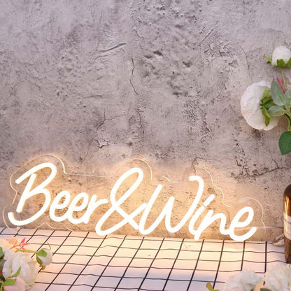 Beer And Wine Yellow Led Neon Sign - Shineneon