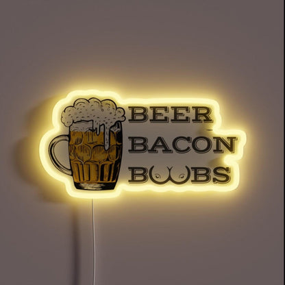 Beer Bacon And Boobs Rgb Led Neon Sign - Custom LED neon sign front view