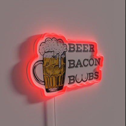 Beer Bacon And Boobs Rgb Led Neon Sign - LED neon sign close-up detail