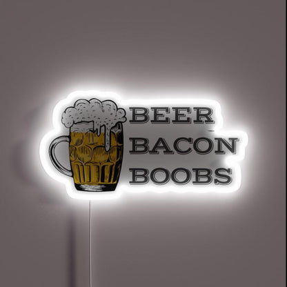 Beer Bacon And Boobs Rgb Led Neon Sign Bar Wall Art - Custom LED neon sign front view