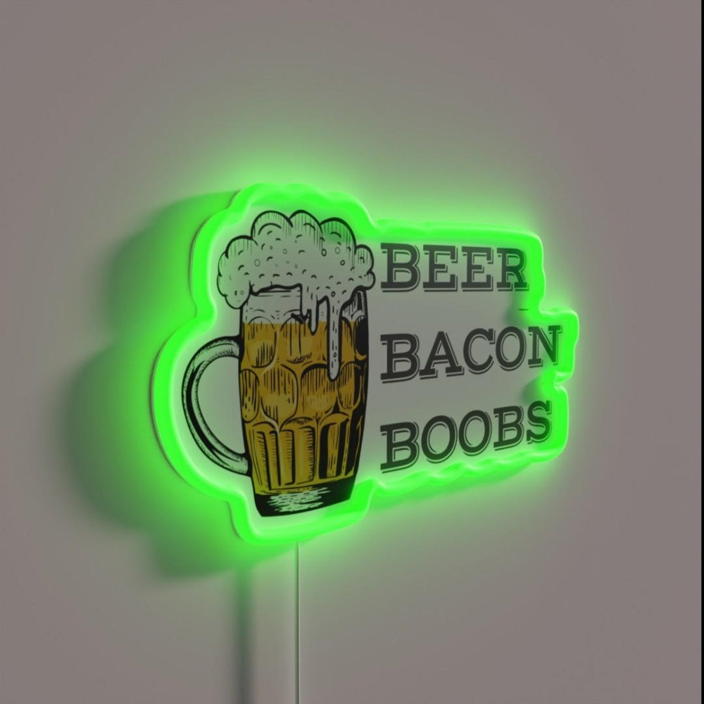 Beer Bacon And Boobs Rgb Led Neon Sign Bar Wall Art - LED neon sign close-up detail