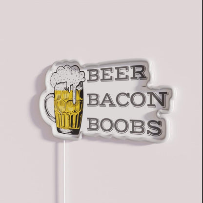 Beer Bacon And Boobs Rgb Led Neon Sign Bar Wall Art - Neon sign mounted on wall in room