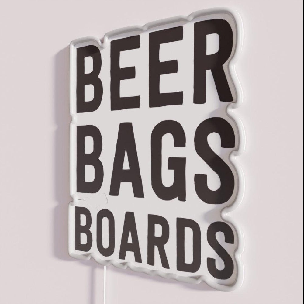 Beer Bags Boards For Cornhole Rgb Led Neon Sign - Neon sign mounted on wall in room