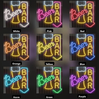 Beer Bar Business LED Neon Sign - 05 Color Grid