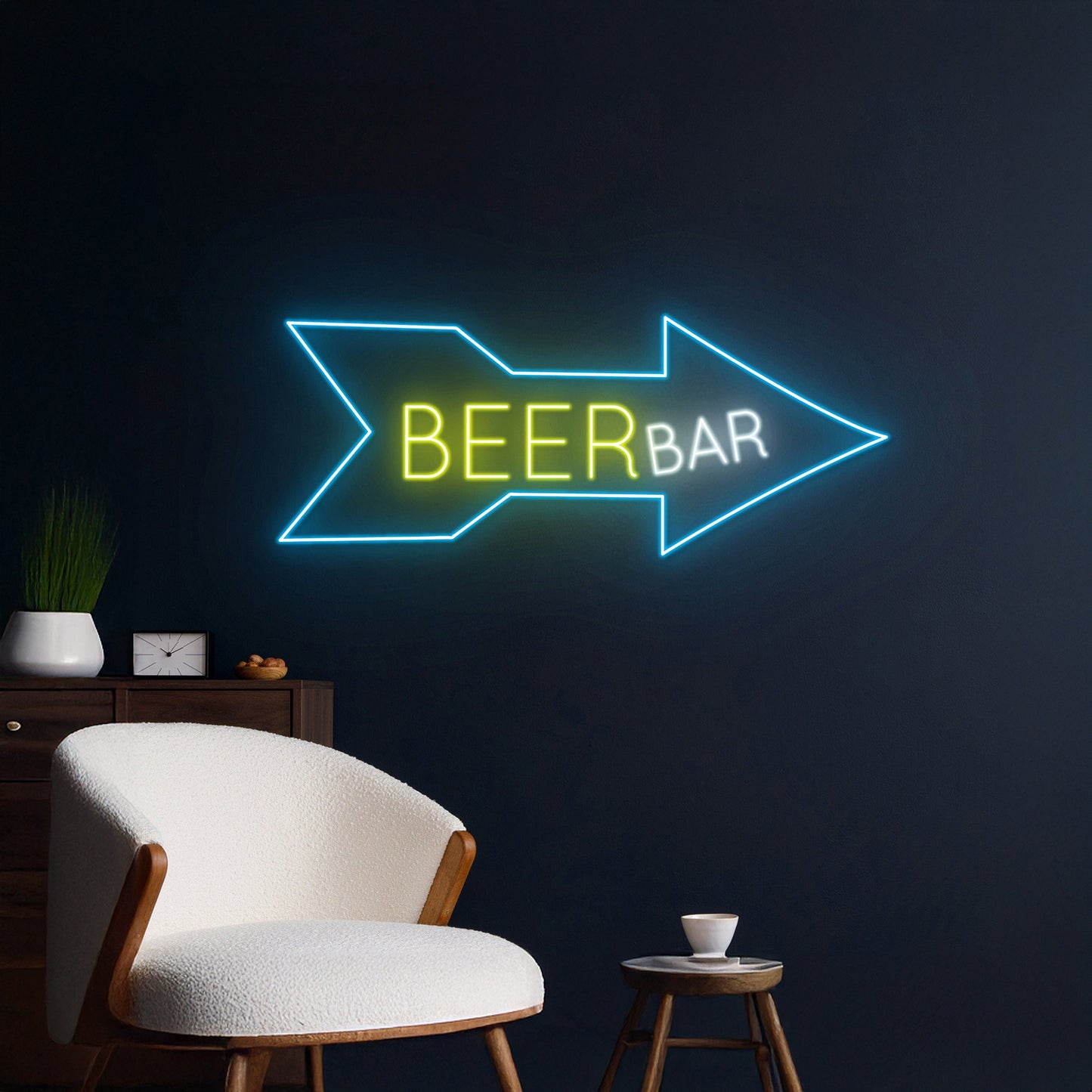 Beer Bar Direction Arrow Right Neon Sign