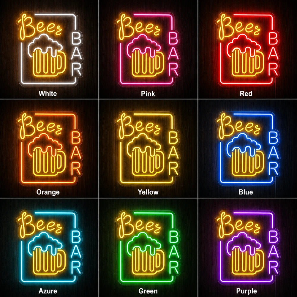 Beer Bar Mug Neon Sign LED Neon Sign color grid