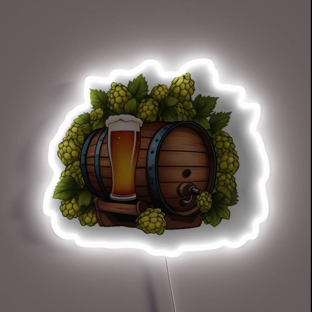 Beer Barrel With Hops Rgb Led Neon Sign - Custom LED neon sign front view
