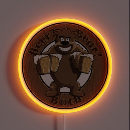 Beer Bear Both Brown Rgb Led Neon Sign - Custom LED neon sign front view