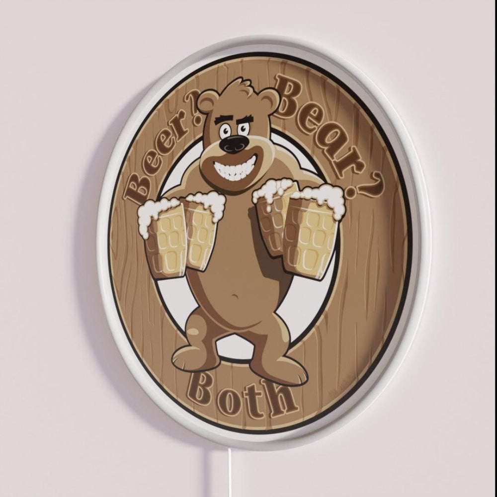 Beer Bear Both Brown Rgb Led Neon Sign - Neon sign mounted on wall in room