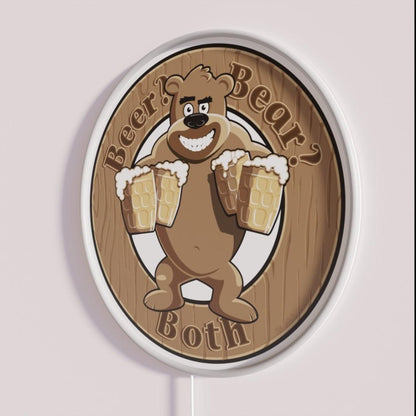 Beer Bear Both Brown Rgb Led Neon Sign - Neon sign mounted on wall in room