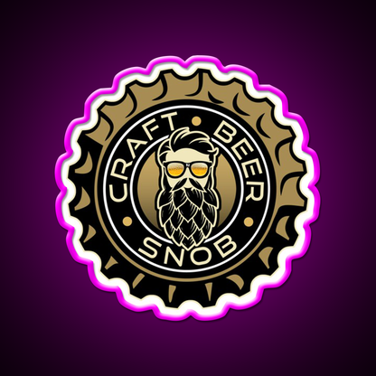 Beer Bottle Cap Craft Beer Snob Beer Bar Decor Led Neon Sign Rgb Color - Neon sign mounted on wall in room