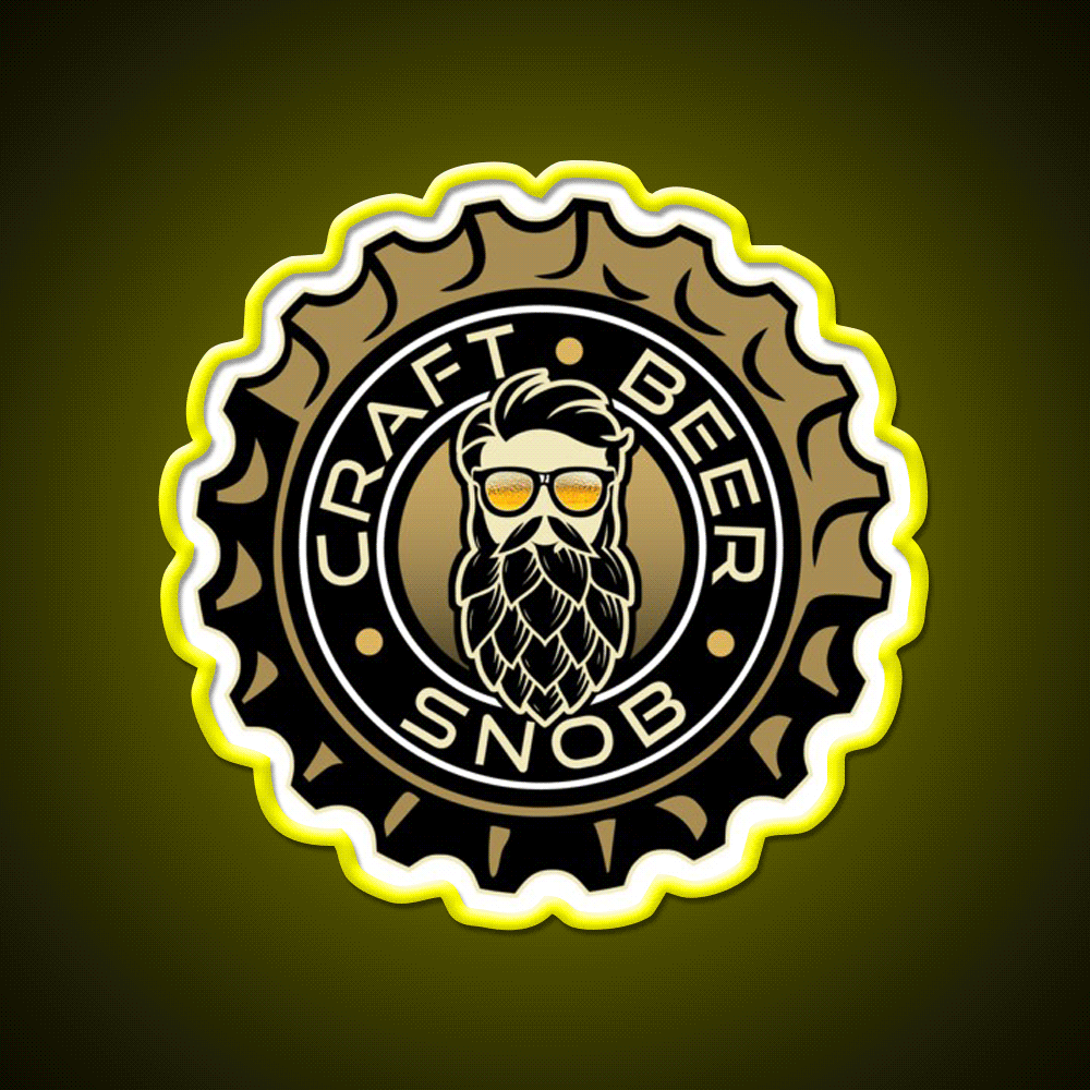Beer Bottle Cap Craft Beer Snob Beer Bar Decor Led Neon Sign Rgb Color - Custom LED neon sign front view