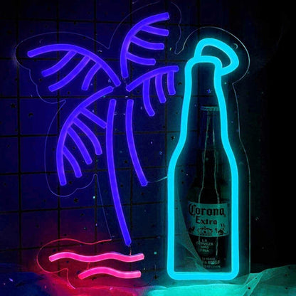 Beer Bottle Palm Tree Bar Neon Sign | Shineneon