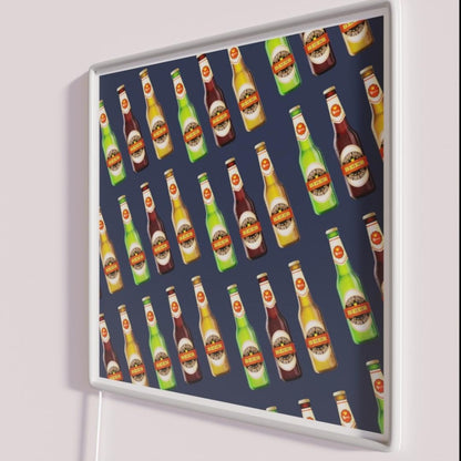 Beer Bottle Pattern Rgb Led Neon Sign - Neon sign mounted on wall in room