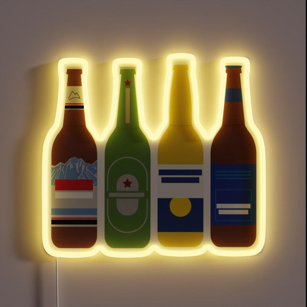 Beer Bottle Rgb Led Neon Sign Bar Wall Decor - Custom LED neon sign front view
